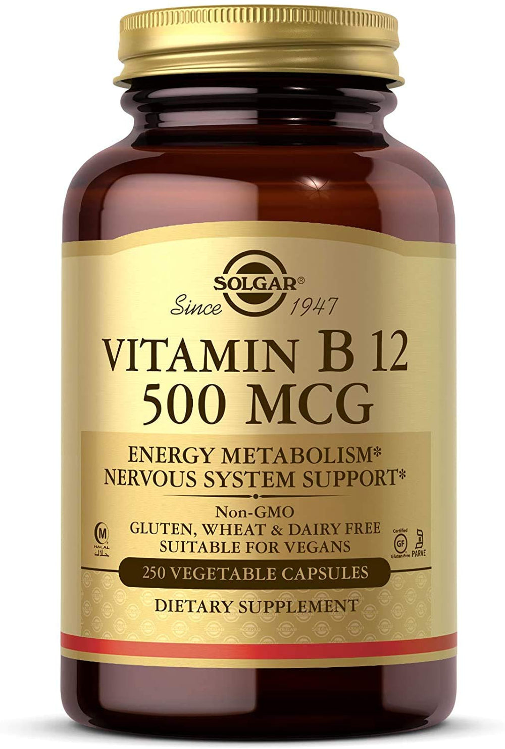 Solgar Vitamin B12 500 mcg bottle - front view
