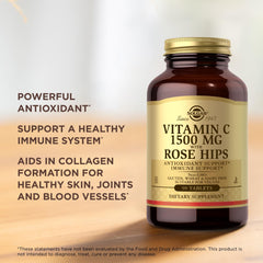 Dairy-free and Kosher Solgar Vitamin C 1500 mg with Rose Hips
