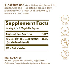Close-up of Solgar Vitamin D3 capsules