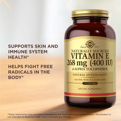 Solgar Vitamin E immune-support visual hints at nutritional support for immunity.