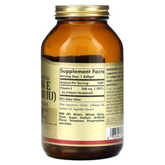 Solgar Vitamin E softgels being poured to show daily-use convenience.