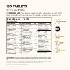 Solgar VM-75 bottle back label with nutrition facts