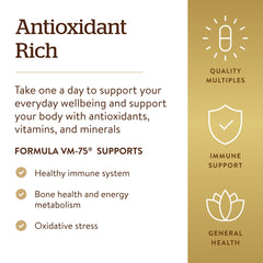 Solgar VM-75 nutrition facts panel
