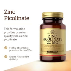 Solgar Zinc Picolinate 22 mg bottle packaging