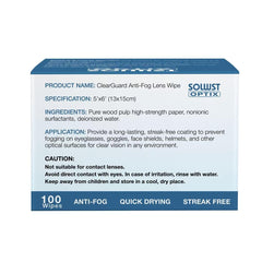 Individually wrapped anti-fog lens wipe being removed from package