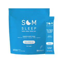 Berry Som Sleep powder in a tub with scoop