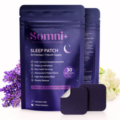 Somni+ Sleep Patches packaging and 30-count box