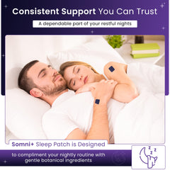 Concept image showing a restful night with Somni+ patches
