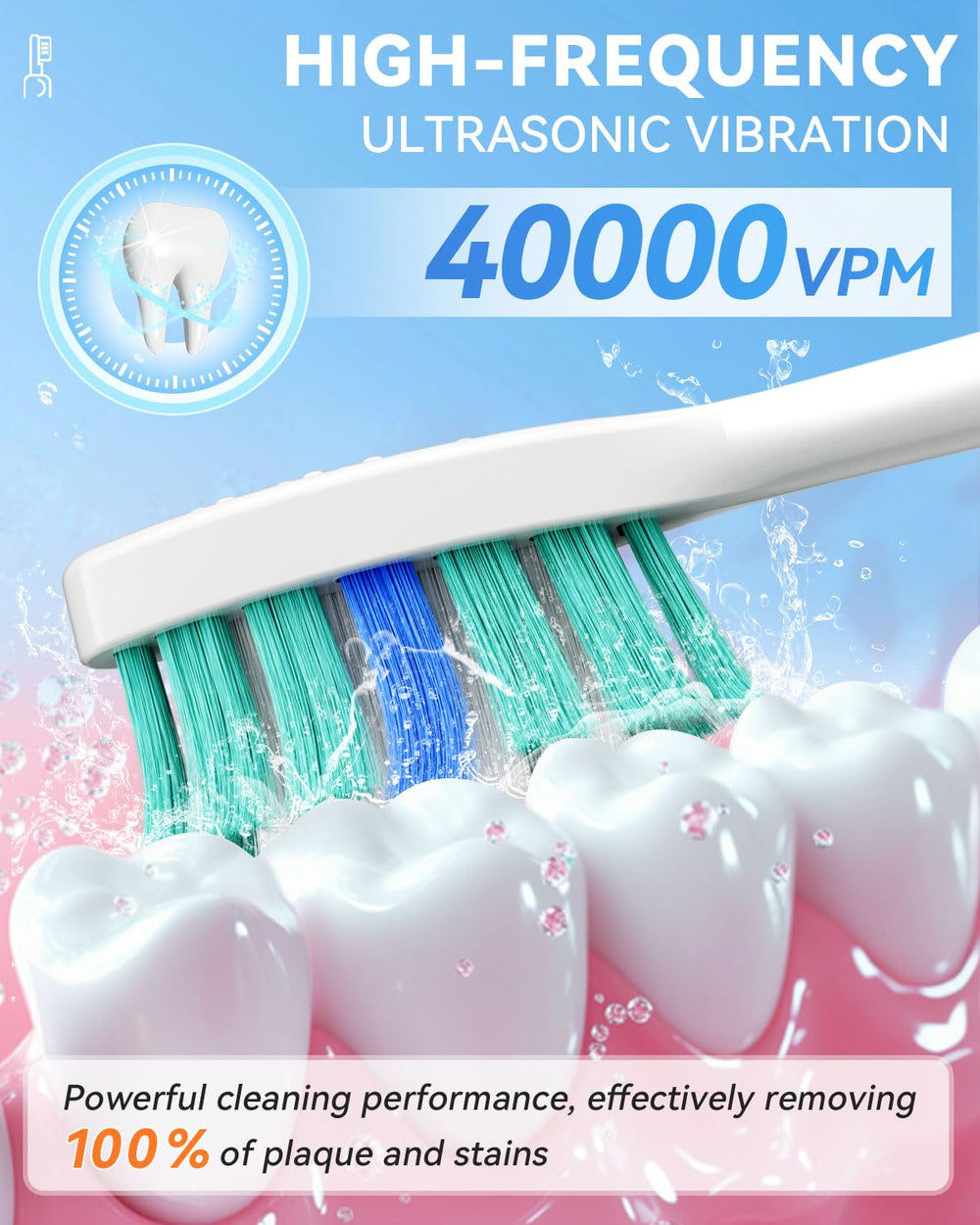 IPX7 waterproof rating highlighted on the toothbrush.