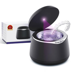 Sonic Pro Dental Cleaning Pod in Onyx Black showing compact design and 165ml stainless steel tank