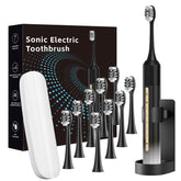 Sonic electric toothbrush front view in black and white