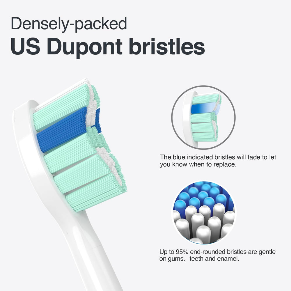 Head bristles densely packed for efficient cleaning