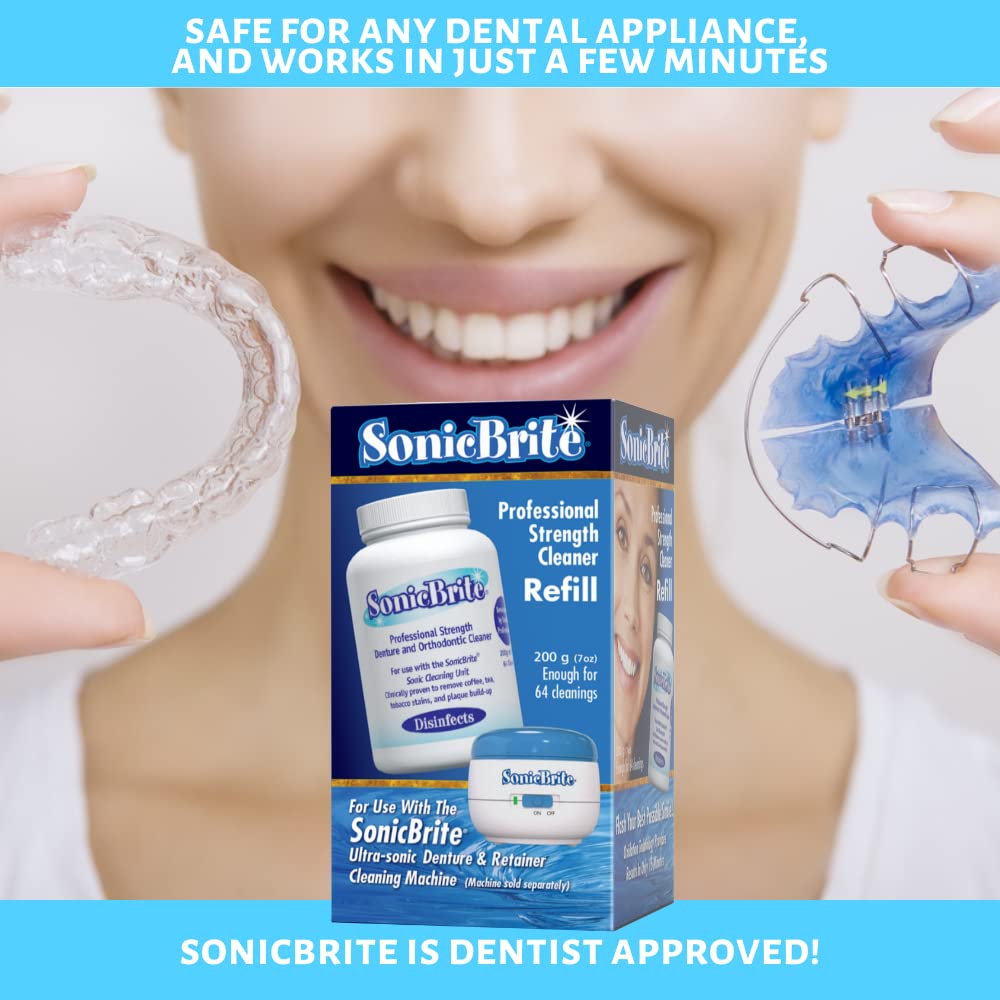 Night guard and aligner being cleaned with SonicBrite powder