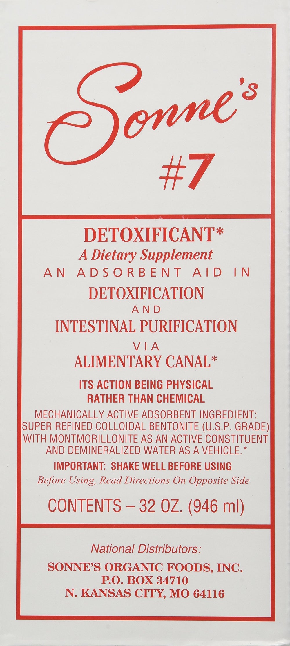 Sonne's Detoxification No 7 bottle front for easy dosing and trusted detox support.