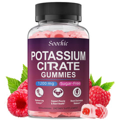 Soochic Potassium Citrate Gummies raspberry flavor bottle label