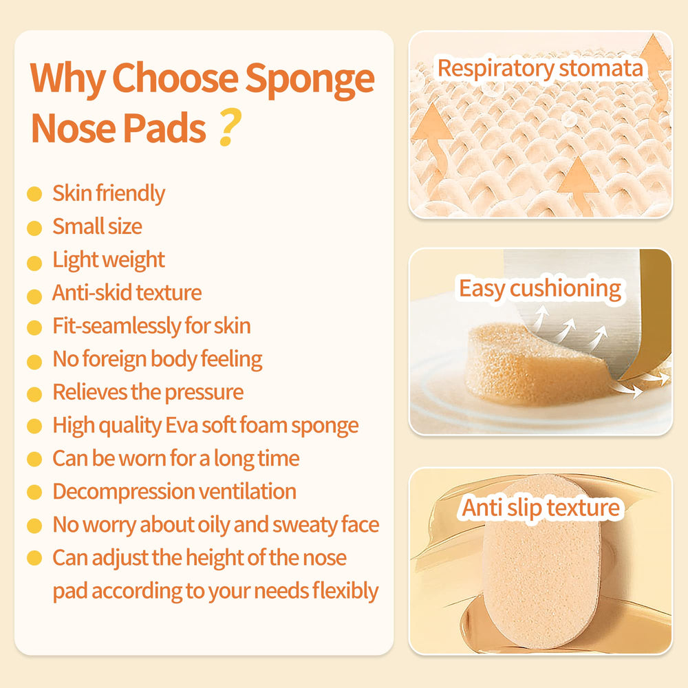 Self-adhesive foam nose pads for glasses