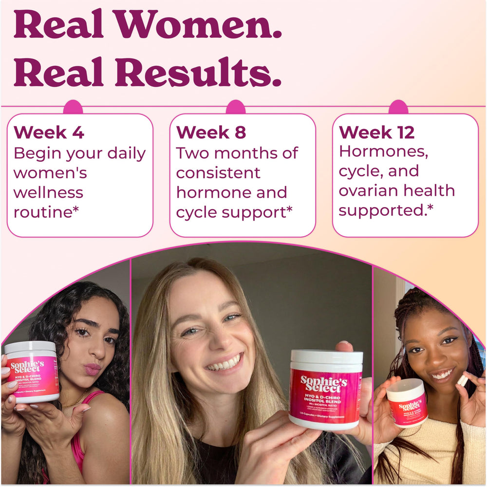 Sophie's Select capsule beside a measuring spoon showing serving size and practical scale for routines