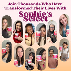 Sophie's Select capsule held in hand to show actual size for realistic scale and easy swallowing
