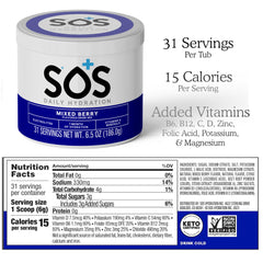 Sos ORS-style electrolyte blend visual with minerals for balanced hydration.