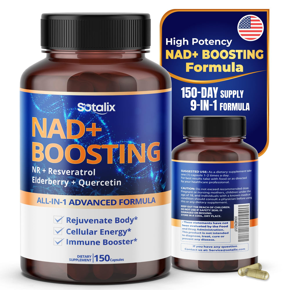 Sotalix NAD+ Booster bottle and capsules on a white background