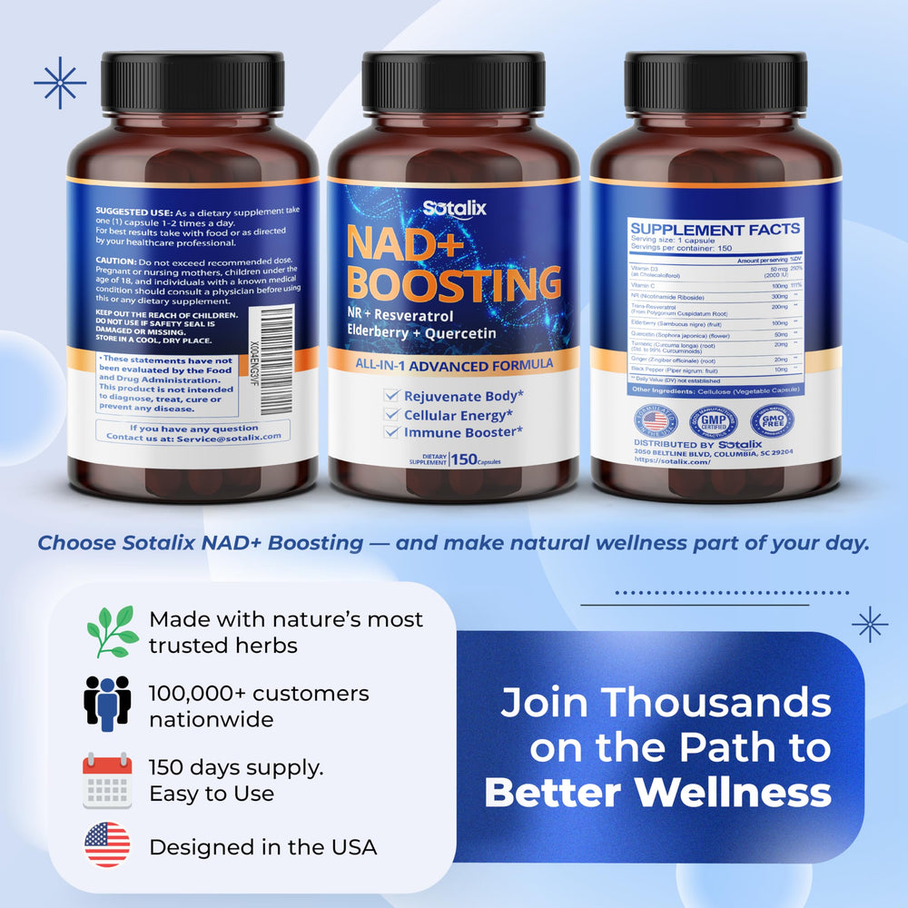 Lifestyle scene featuring active individuals with Sotalix NAD+ Booster