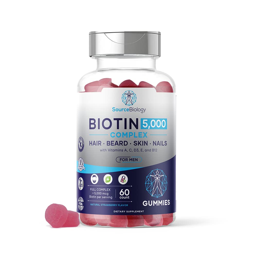 Biotin 5000 mcg complex gummies for hair, beard, skin and nails for men