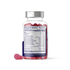 Close-up of vitamin ingredients showing vitamins A, C, D3, E, B6 and zinc