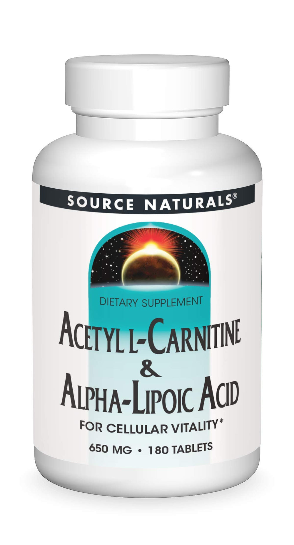 Bottle of Source Naturals Acetyl L-Carnitine & Alpha-Lipoic Acid 650mg