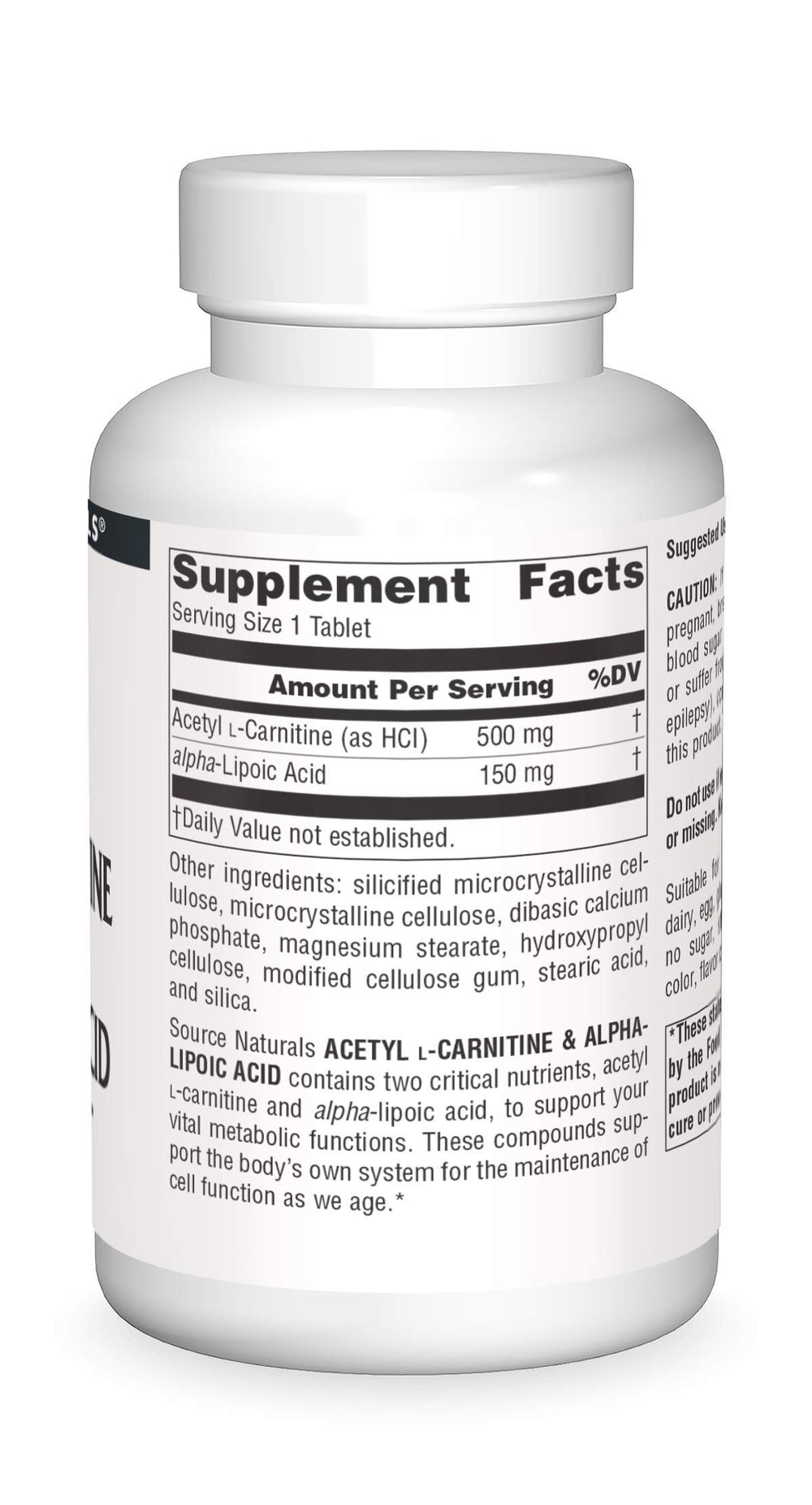 Supplement Facts panel showing ingredients