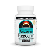 Source Naturals Advanced Ferrochel bottle closeup suggests gentle iron support for daily wellness.