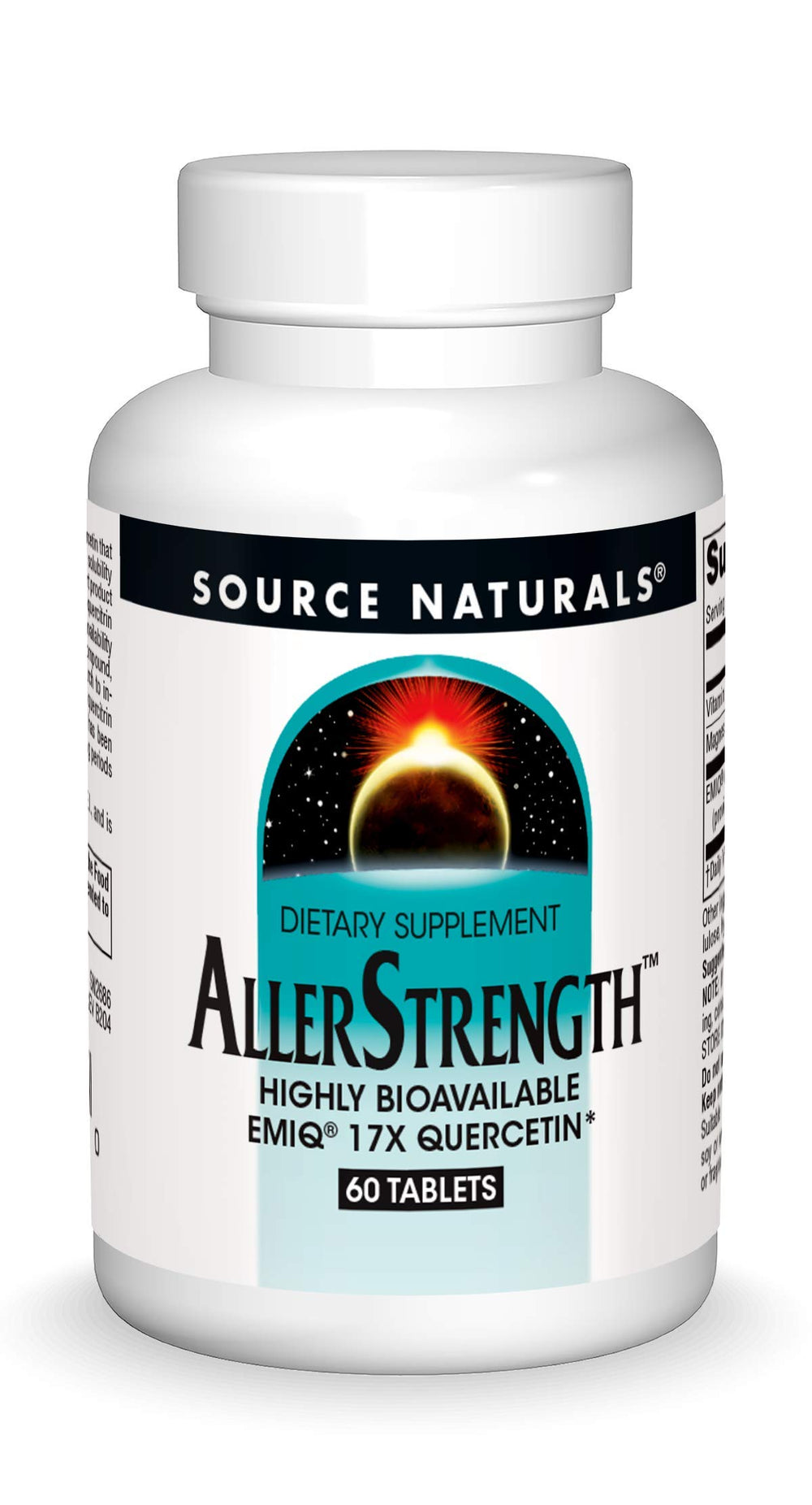 Front view of Source Naturals AllerStrength 60-tablet bottle