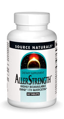 Front view of Source Naturals AllerStrength 60-tablet bottle