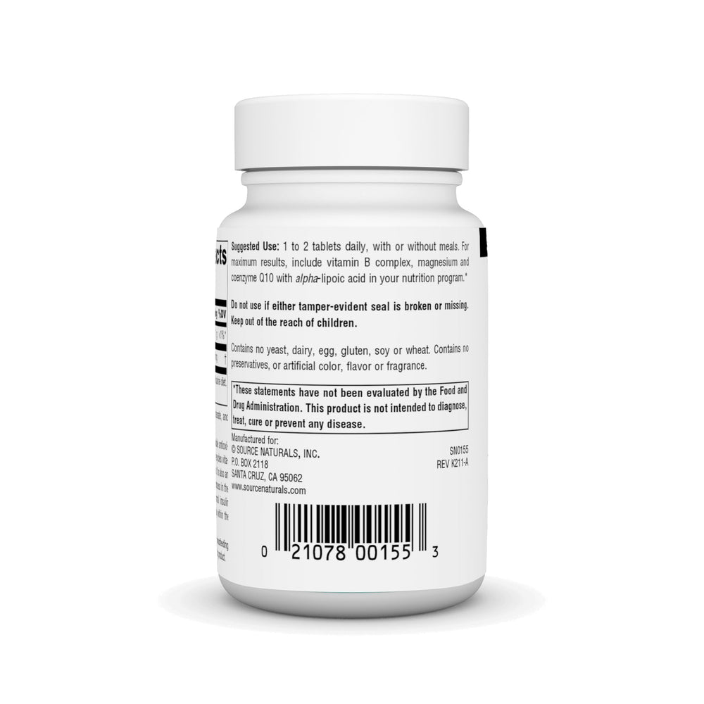 Close-up of Alpha Lipoic Acid label showing product details