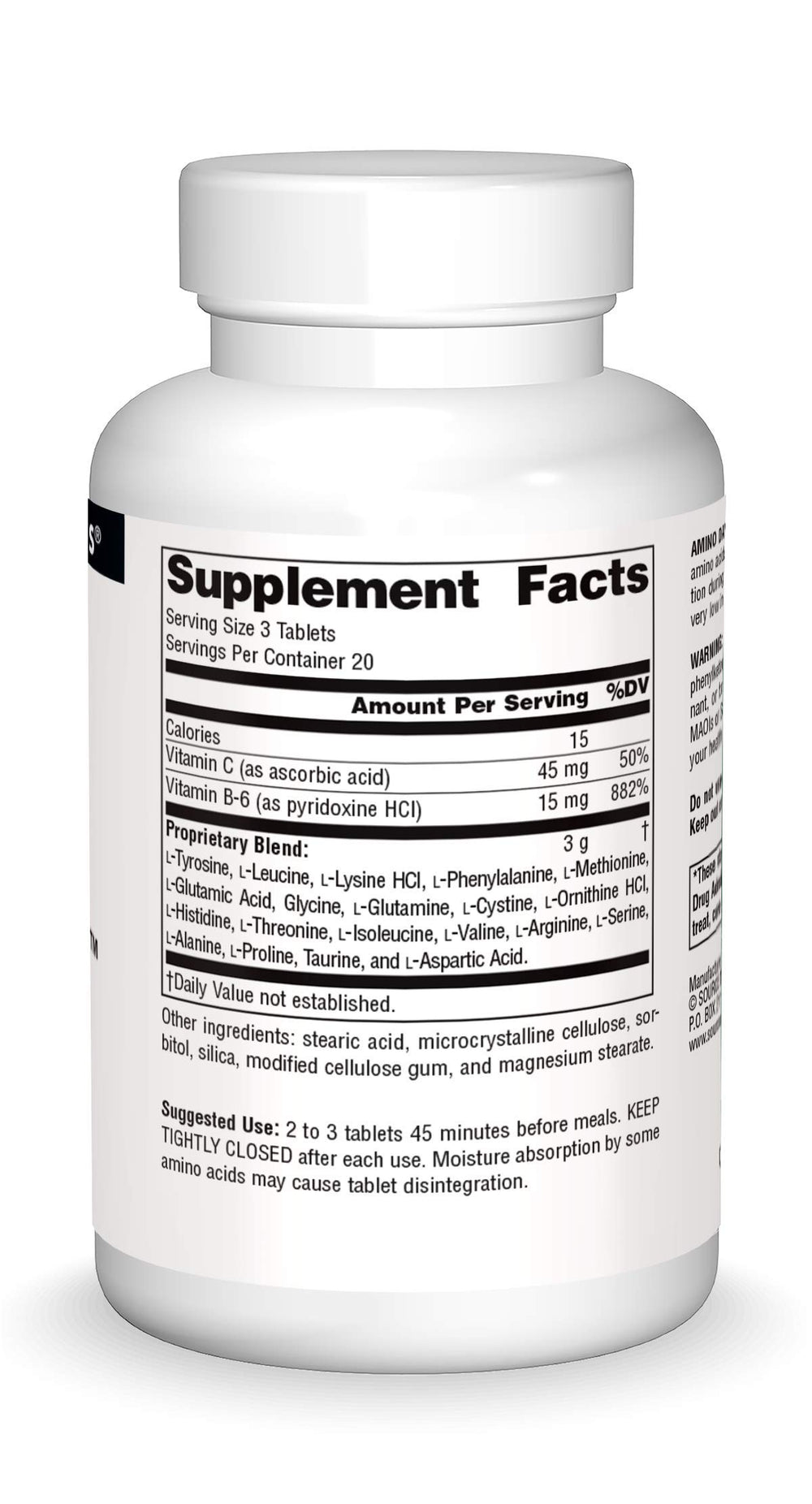 Amino Day bottle with label close-up