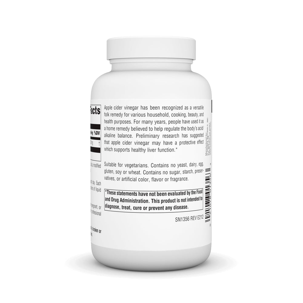 180 tablets displayed next to the Source Naturals Apple Cider Vinegar 500mg bottle