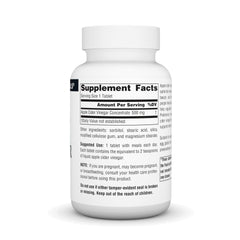 Product label for Source Naturals Apple Cider Vinegar 500mg