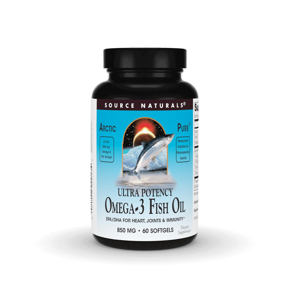 Bottle of Source Naturals ArcticPure Omega-3 850 mg, 60 softgels