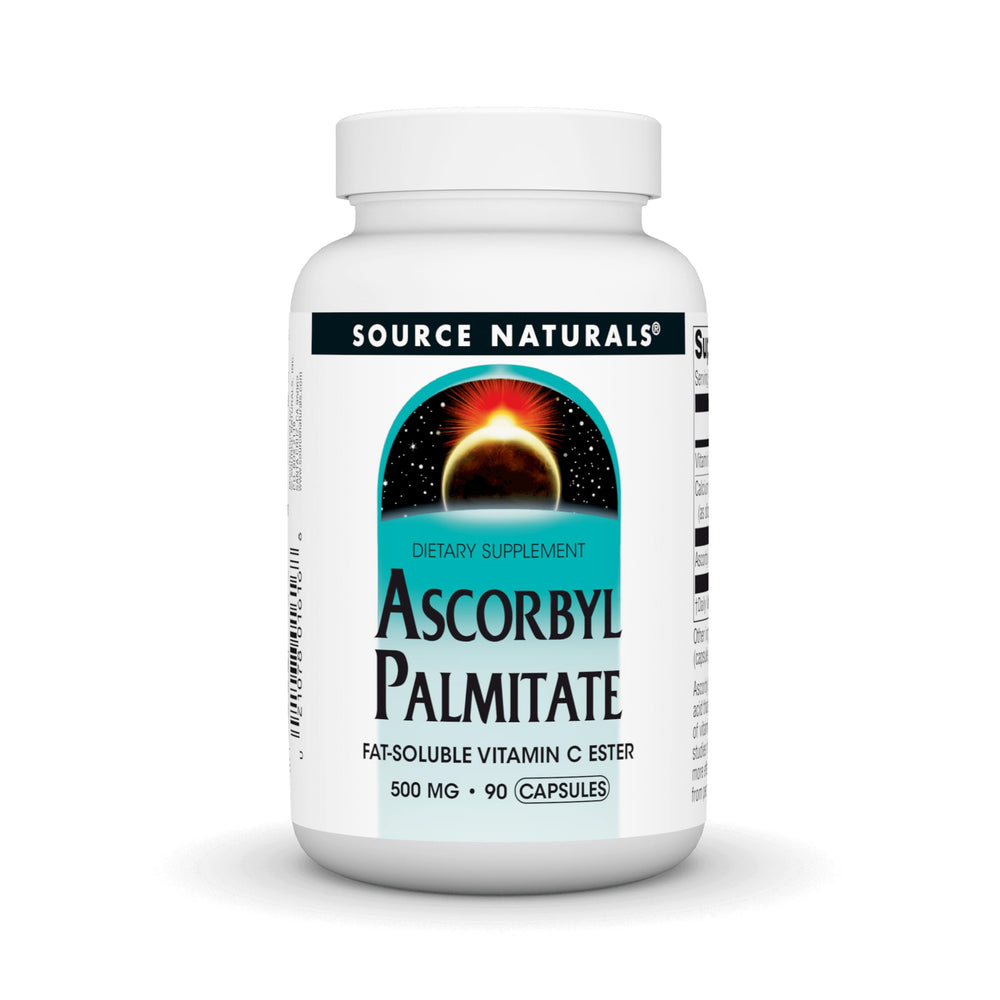 Front view of Source Naturals Ascorbyl Palmitate 500mg bottle