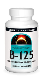 Bottle of Source Naturals B-125 B-Vitamins 125 mg for energy production