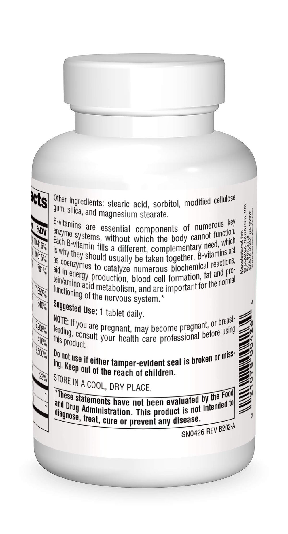 Close-up of B-125 bottle label showing 125 mg B-vitamins