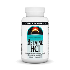 Bottle of Source Naturals Betaine HCl 650 mg - 180 tablets