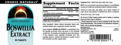Supplement facts panel for Boswellia Extract 243 mg