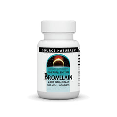 Bottle of Source Naturals Bromelain 500mg (2000 GDU) 30 tablets with front label