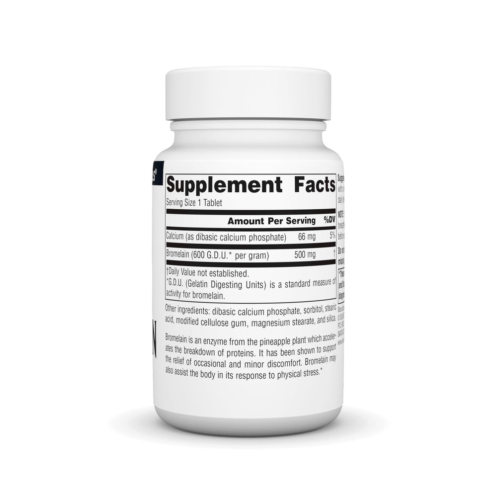 Close-up of Bromelain 500mg label