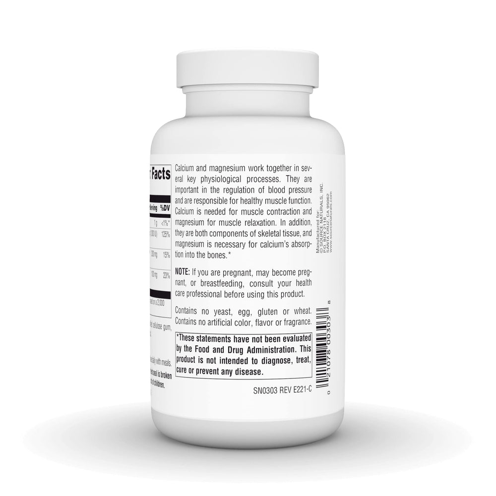 Dosage information for Source Naturals Calcium & Magnesium with Vitamin D-3