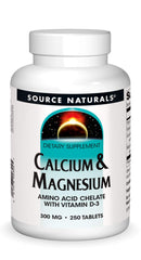 Bottle of Source Naturals Calcium & Magnesium with Vitamin D-3 300 mg, 250 tablets