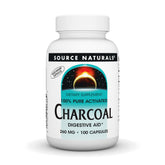Bottle of Source Naturals Charcoal Activated 100 capsules with label