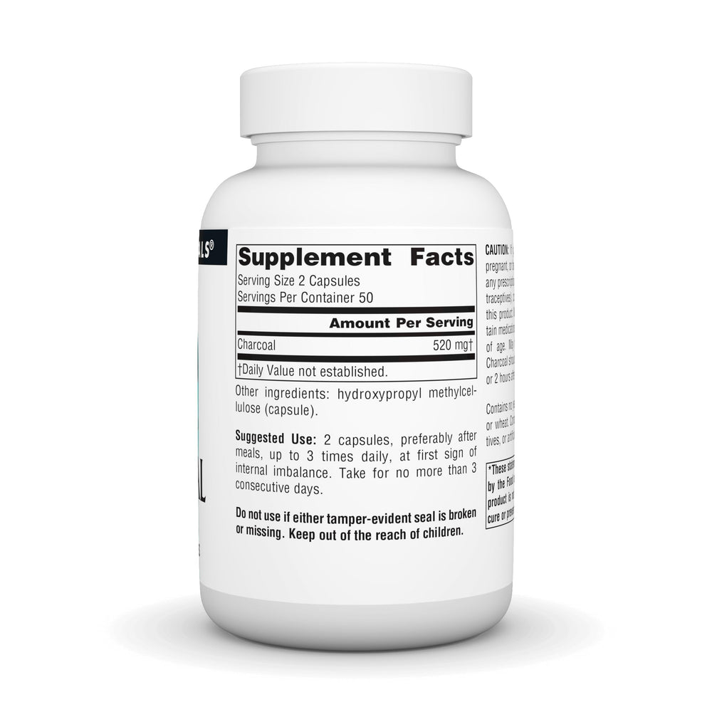 Close-up of activated charcoal capsules