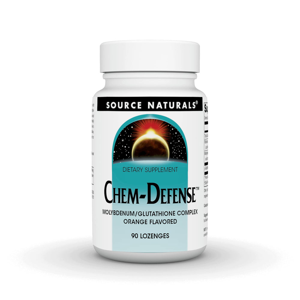 Source Naturals Chem-Defense bottle front with orange lozenges