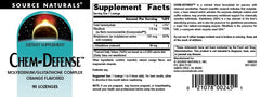 Supplement facts panel for Chem-Defense